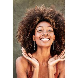 La Meno Treasure Threader Earrings 18K Rose Gold Plated over Brass NWT